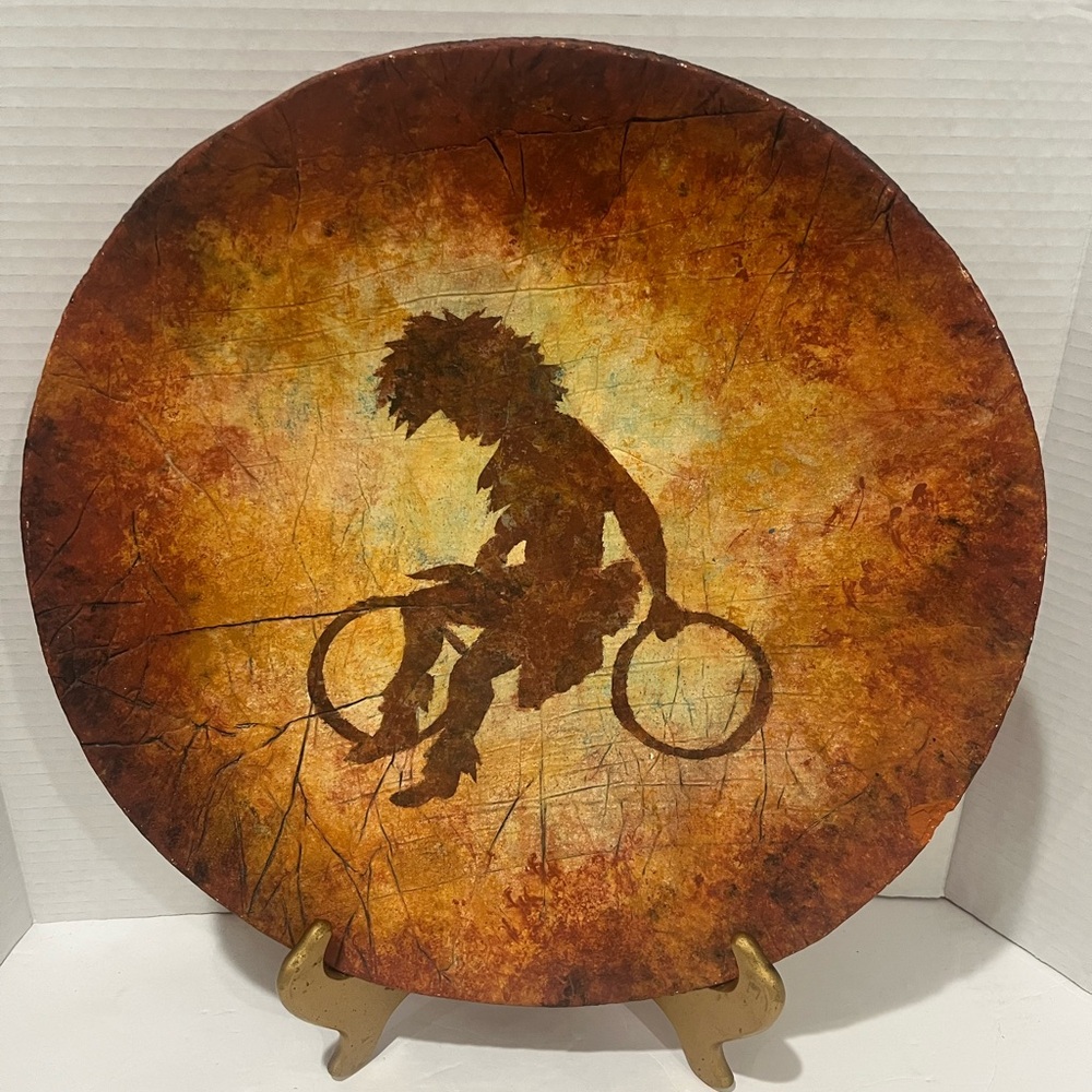 ODYSSEY CREATIONS Clay Decorative Wall/Table Plate Silhouette Indian Design-RARE